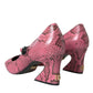 Dolce & Gabbana Pink Python Leather Mary Jane Heels Shoes