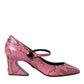 Dolce & Gabbana Pink Python Leather Mary Jane Heels Shoes