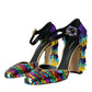 Dolce & Gabbana Multicolor Sequin Crystal Mary Jane Shoes