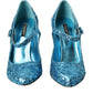 Dolce & Gabbana Blue Sequin Mary Jane Pumps High Heels Shoes