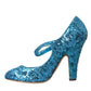 Dolce & Gabbana Blue Sequin Mary Jane Pumps High Heels Shoes