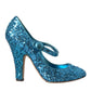 Dolce & Gabbana Blue Sequin Mary Jane Pumps High Heels Shoes