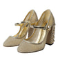 Dolce & Gabbana Gold Mesh Crystal Mary Jane Pumps Heels Shoes