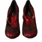 Dolce & Gabbana Red Black Floral Lace Mary Jane Pumps Shoes