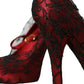 Dolce & Gabbana Red Black Floral Lace Mary Jane Pumps Shoes