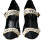 Dolce & Gabbana Black Brocade Mary Janes Crystal Pumps Shoes