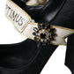 Dolce & Gabbana Black Brocade Mary Janes Crystal Pumps Shoes