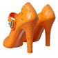 Dolce & Gabbana Orange CINDERELLA Floral Crystal Pumps Shoes