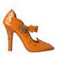 Dolce & Gabbana Orange CINDERELLA Floral Crystal Pumps Shoes