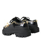 Dolce & Gabbana Black Leather Trekking Derby Embellished Shoes