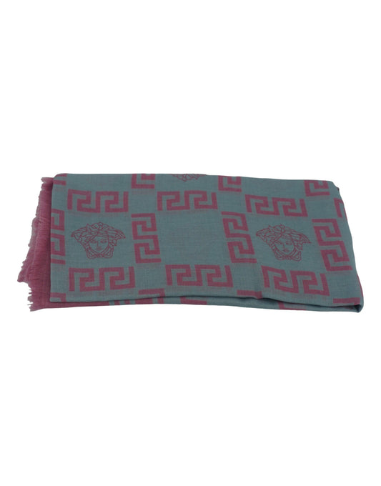 Versace Pink Grey Cashmere Medusa Scarf