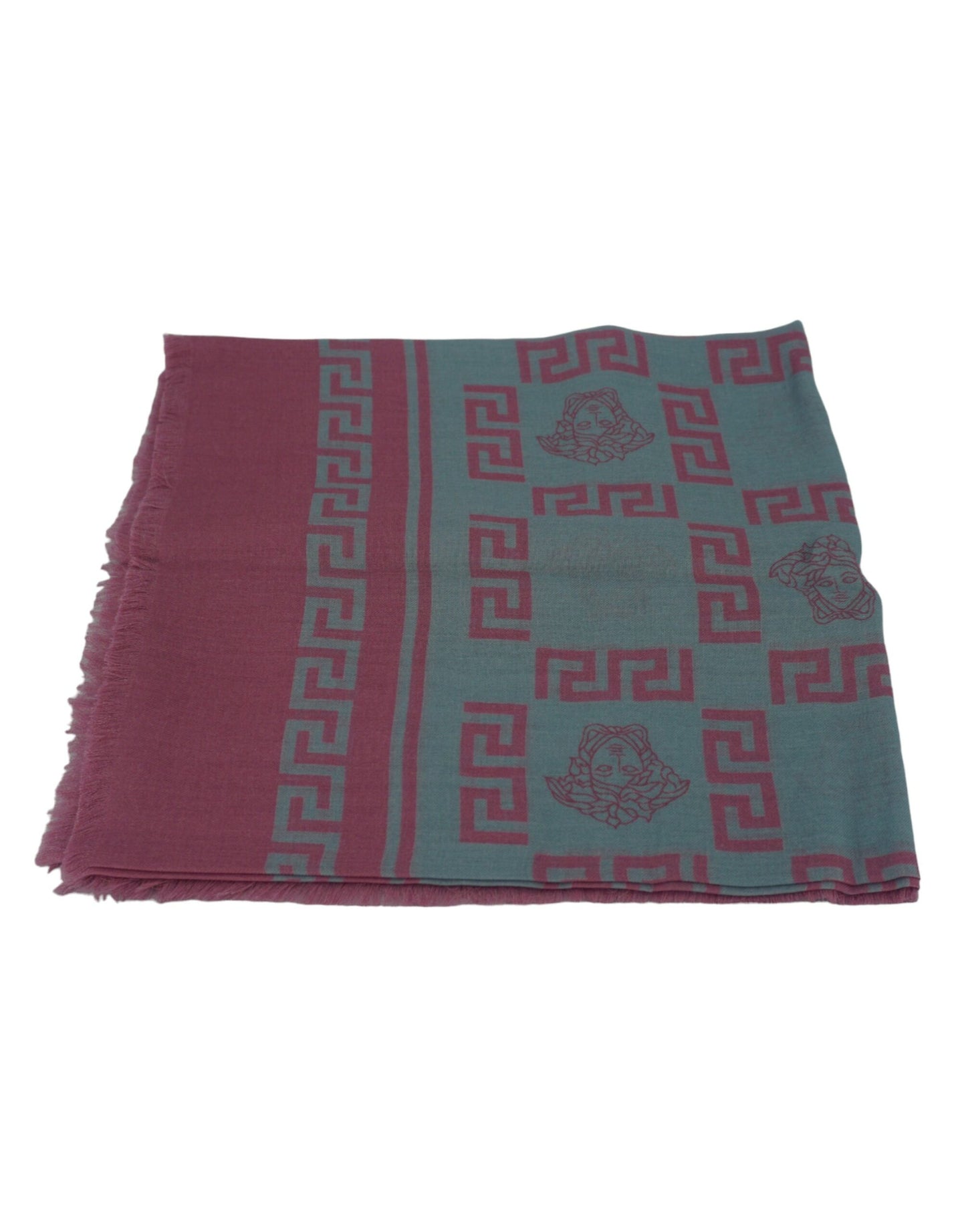 Versace Pink Grey Cashmere Medusa Scarf