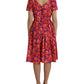 Dolce & Gabbana Multicolor Floral Cotton A-line Knee Length Dress