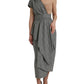 Dolce & Gabbana Gray Beige Plaid Layered One Shoulder Dress