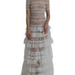 Dolce & Gabbana White Sheer Lace Tiered Maxi Dress