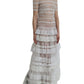 Dolce & Gabbana White Sheer Lace Tiered Maxi Dress