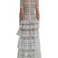 Dolce & Gabbana White Sheer Lace Tiered Maxi Dress