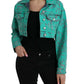 Dolce & Gabbana Green Cotton Tie Dye Cropped Cropped Denim Jacket