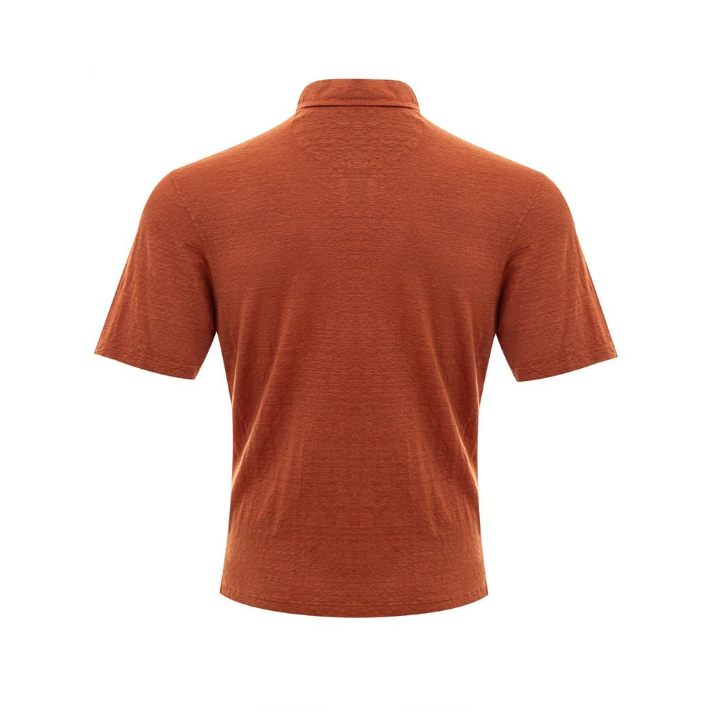 Gran Sasso Brown Linen Polo Shirt