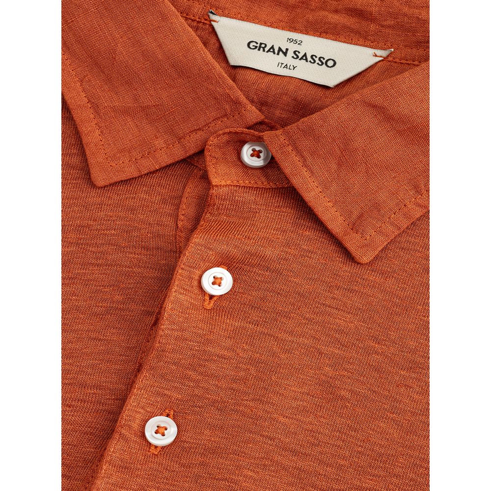 Gran Sasso Brown Linen Polo Shirt