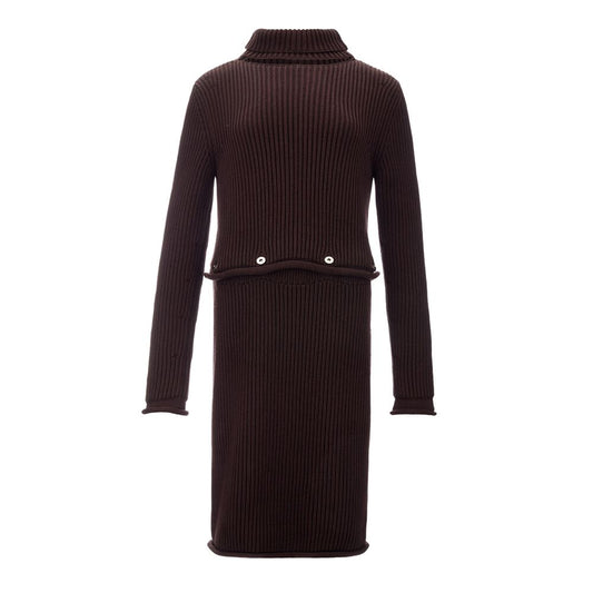 Bottega Veneta Elegant Brown Cutout Dress