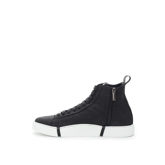 Roberto Cavalli Black Leather Scamosciata Sneaker