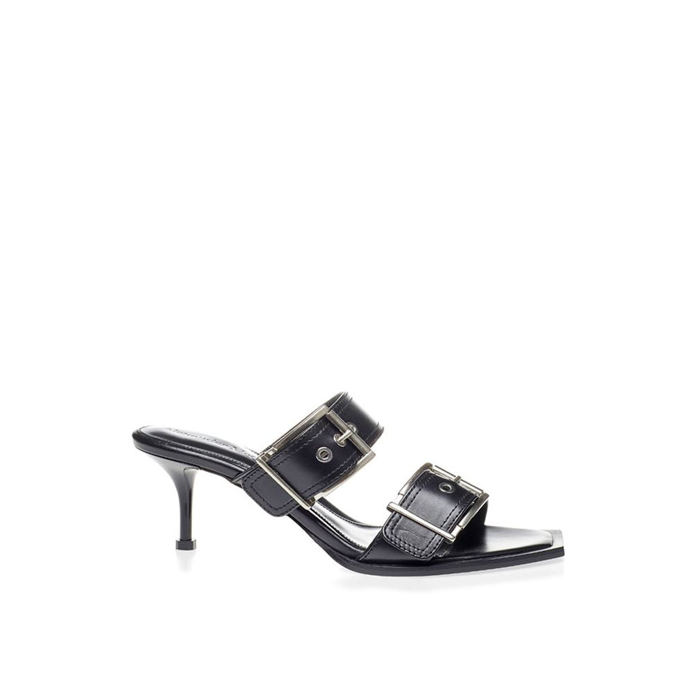 Alexander McQueen Black Leather Sandal