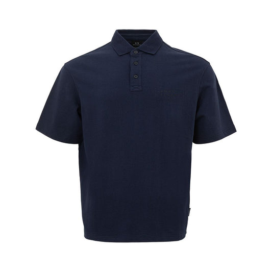 Armani Exchange Blue Cotton Polo Shirt