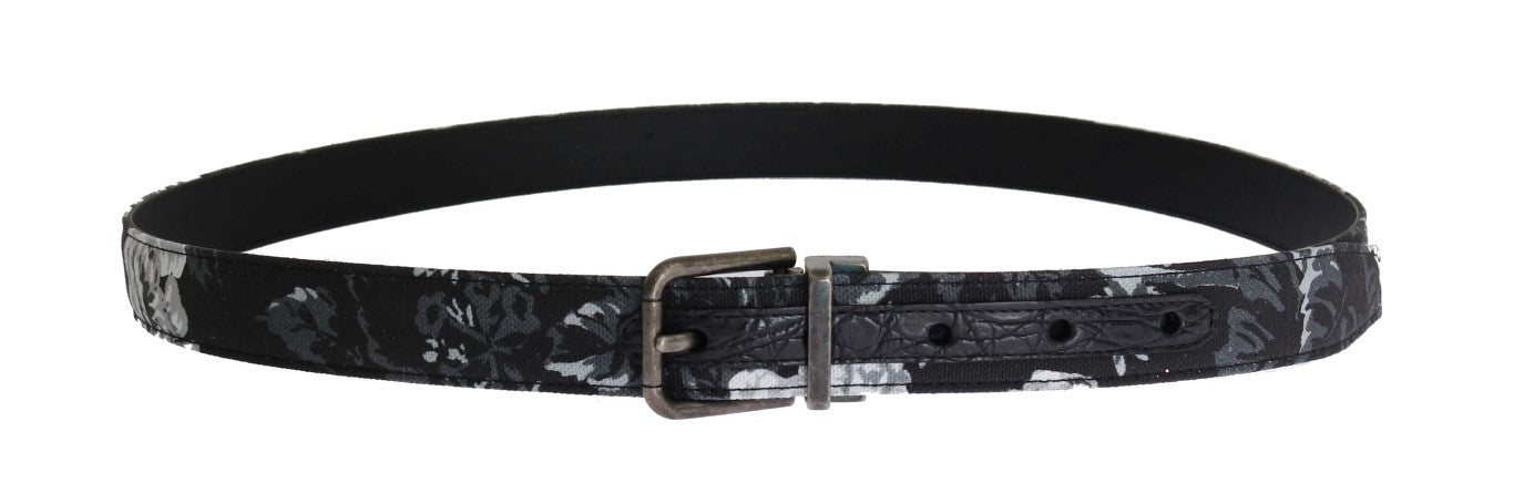 Dolce & Gabbana Black Cayman Linen Leather Belt