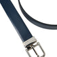 Dolce & Gabbana Blue Calf Leather Silver Metal Buckle Belt Men