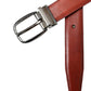 Dolce & Gabbana Brown Leather Silver Metal Buckle Belt Men