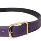 Dolce & Gabbana Purple Leather Gold Metal Buckle Belt Men