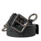 Dolce & Gabbana Black Calf Leather Silver Metal Buckle Belt