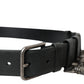 Dolce & Gabbana Black Calf Leather Silver Metal Buckle Belt