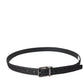 Dolce & Gabbana Black Jacquard Stripes Silver Metal Buckle Belt