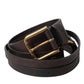 Dolce & Gabbana Dark Brown Leather Gold Metal Buckle Women Belt