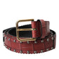 Dolce & Gabbana Brown Alligator Leather Studded Metal Buckle Belt