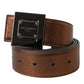 Dolce & Gabbana Metallic Bronze Leather Square Metal Buckle Belt