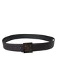 Dolce & Gabbana Black Calf Leather Square Metal Buckle Belt