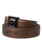 Dolce & Gabbana Bronze Leather Square Metal Buckle Belt