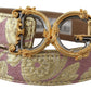 Dolce & Gabbana Pink Jaquard DG Logo Gold Metal Buckle Belt