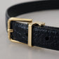 Dolce & Gabbana Black Exotic Leather Gold Metal Buckle Belt