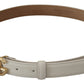 Dolce & Gabbana White Leather Gold DG Logo Buckle Belt Women