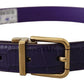 Dolce & Gabbana Purple Exotic Leather Gold Metal Buckle Belt