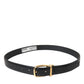 Dolce & Gabbana Black Calf Leather Gold Metal Buckle Belt