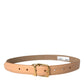 Dolce & Gabbana Beige Calfskin Leather Gold Metal Buckle Belt