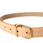 Dolce & Gabbana Beige Calfskin Leather Gold Metal Buckle Belt