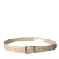 Dolce & Gabbana Beige Calfskin Leather Silver Metal Buckle Belt