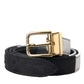 Dolce & Gabbana Black White Patchwork Gold Metal Buckle Belt