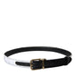 Dolce & Gabbana Black White Patchwork Gold Metal Buckle Belt